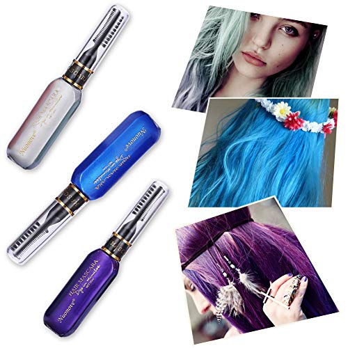 Tiza de Pelo, Cabello Tiza, Temporales de Cabello, Dye Touchup Mascara,6 Colores Temporal Tiza de Pelo No Tóxicas Lavables Color de Tiza Para Niños DIY Fiesta y Cosplay