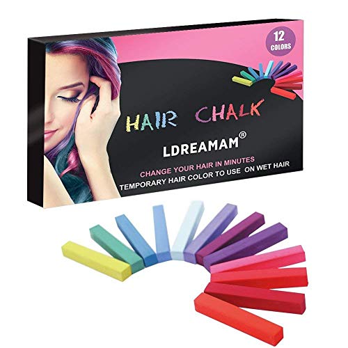 Tiza de Pelo,Tiza para el Cabello,Cabello Tiza,Pelo Color de Pelo Temporal no tóxico del Brillo de Tiza,ideal para Halloween, disfraces de fantasía o para actuaciones(12 Colors)