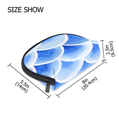 TIZORAX - Neceser de acuarela con textura de escamas de pescado neceser de viaje práctico organizador bolsa de maquillaje para mujeres y niñas