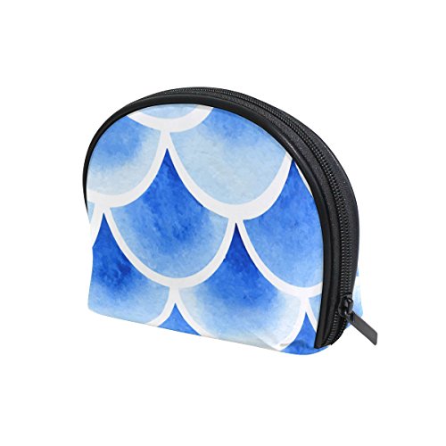 TIZORAX - Neceser de acuarela con textura de escamas de pescado neceser de viaje práctico organizador bolsa de maquillaje para mujeres y niñas