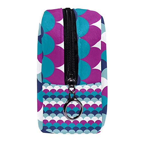 TIZORAX - Neceser de maquillaje con diseño de escamas de pescado retro, con textura, para el cuidado de la piel, neceser práctico bolso de mano con cremallera