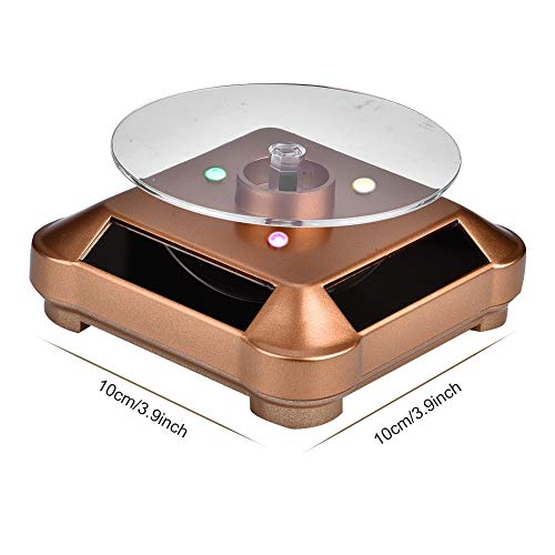 TMISHION Soporte de exhibición Giratorio para joyería, energía Solar y alimentación por batería, Soporte Giratorio para Soporte de joyería Base giratoria de la Bandeja (Oro)