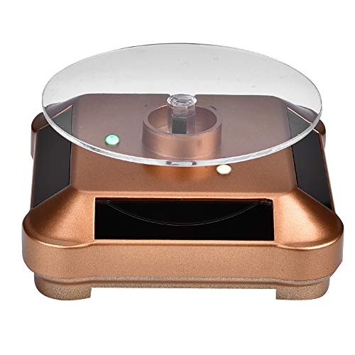TMISHION Soporte de exhibición Giratorio para joyería, energía Solar y alimentación por batería, Soporte Giratorio para Soporte de joyería Base giratoria de la Bandeja (Oro)