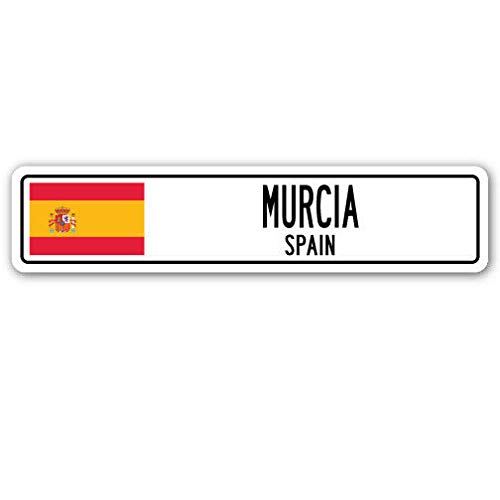 TNND - Señal de Calle de Nueva Murcia España, Bandera de España, Ciudad, Campo, Calle de Pared, 4 x 16 Pulgadas
