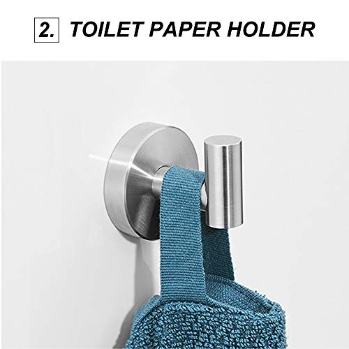 Toallero de 3 piezas, redondo, 30,5 cm, soporte para papel higiénico + gancho para toalla de baño, barra para toallas de baño (acero cepillado)
