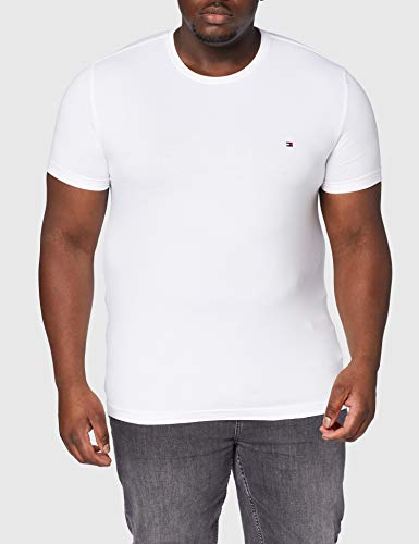 Tommy Hilfiger Core Stretch Slim CNECK tee Camiseta, Blanco (Bright White 100), Large para Hombre