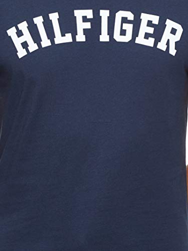 Tommy Hilfiger Logo Camiseta de Cuello Redondo,Perfecta para El Tiempo Libre, Azul (Navy Blazer), XL para Hombre