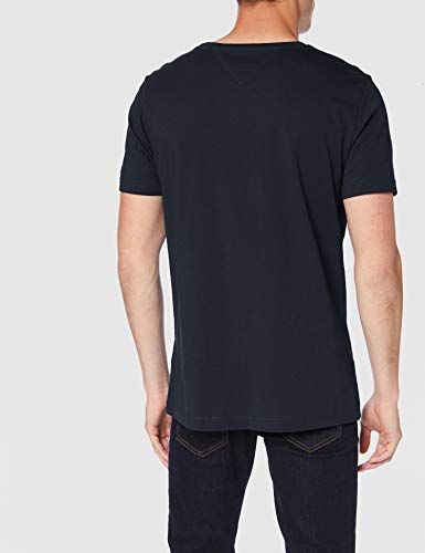 Tommy Hilfiger Logo T-Shirt Camiseta Informal, Azul (Sky Captain 403), Large para Hombre