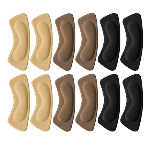 Tompig 6 Pares Almohadilla de Talón Pegatina, Tacón Engomadas, Autoadhesivas Cojines para Talón, Protector para Zapatos de Tacón Alto Dama