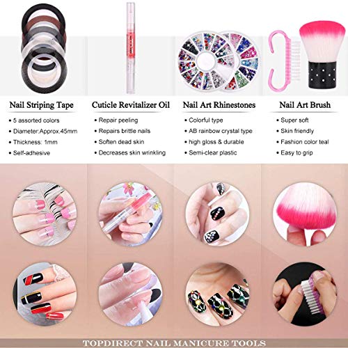 TopDirect 36W UV/LED Lámpara Uñas Polygel Uñas Kit, 6Pcs extensión de uñas polygel 15ml + 4 Pcs Esmalte Semipermanente Gel Uñas Soak off 8ml con Top y Base Coat Herramientos de Uñas Arte