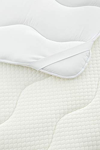 Topper Viscoelástico para Colchón. Sobrecolchón para Cama Transpirable Hipoalergénico Antiácaros Visco Memory Foam Aloe Vera. Blanco 150 x 190 x 3 cm