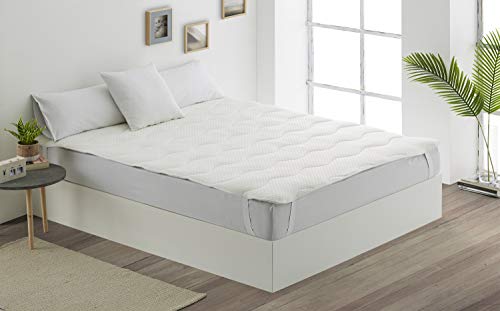Topper Viscoelástico para Colchón. Sobrecolchón para Cama Transpirable Hipoalergénico Antiácaros Visco Memory Foam Aloe Vera. Blanco 150 x 190 x 3 cm