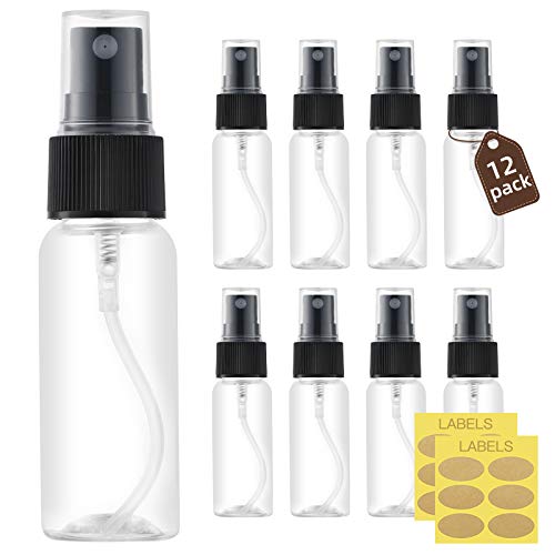 Toureal 30ml Botellas Spray Pulverizador Plastico (12 Piezas) Botes Spray Vacios, Envase Atomizador Perfume (Transparente)