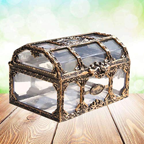 Toyvian Cofre del Tesoro Caja de Joyas de Recuerdo de Pirata Transparente Vintage Caja Decorativa de Metal para niños Favores de Fiesta de cumpleaños Pirata