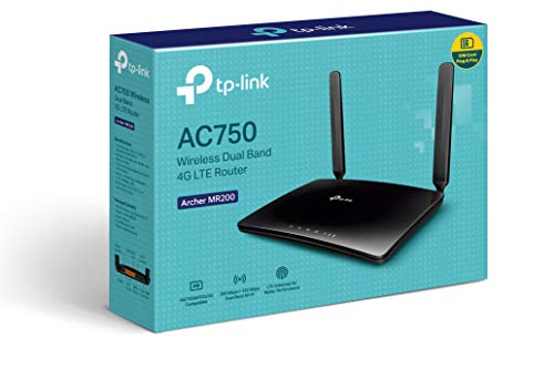 TP-Link Archer MR200 - Router WiFi 4G LTE AC750, Doble Banda, MicroSim, Antena desmontable, Puertos LAN/WAN, Compatible con todos los operadores, Fácil Configuración, Control Parental