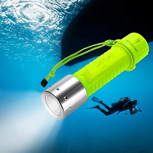 TR Turn Raise Linterna de Buceo, Antorcha de Submarinismo 1000 Lúmenes Super Brillante XM-L2 LED Luz de Inmersión Submarina Impermeable para Acampar Policía Emergencia Senderismo Viaje