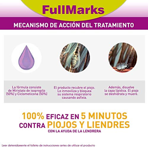 Tratamiento Antipiojos Fullmarks | Spray Antipiojos y Liendres 150ml + Champú Post-Tratamiento 150ml + Toalla y Lendrera de Regalo