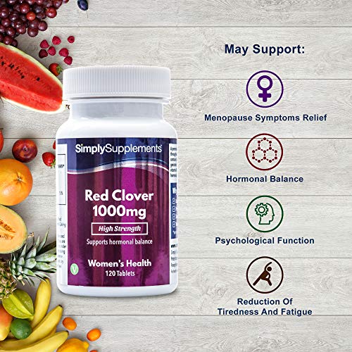 Trébol Rojo 1000mg - ¡Bote para 4 meses! - Apto para veganos - 120 Comprimidos - SimplySupplements