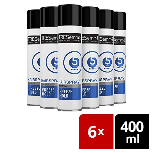 Tresemme Freeze Hold 24 horas Frizz Control Hairspray para aspecto profesional 400 ml, paquete de 6