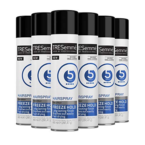 Tresemme Freeze Hold 24 horas Frizz Control Hairspray para aspecto profesional 400 ml, paquete de 6