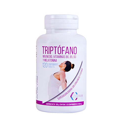 Triptófano y magnesio para mejorar el estado de ánimo y combatir el estrés – Triptófano con melatonina para ayudar a regular los ciclos de sueño – Con vitaminas B6, B5 y B3 – 120 comprimidos