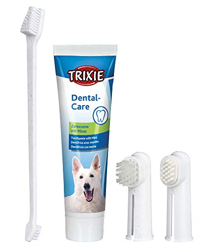 TRIXIE Set Higiene Dental, Pasta y cepillos dedos, Perro