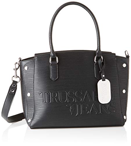 Trussardi Jeans Melly, Bolso tipo tote para Mujer, Negro (Black), 21x25x13.5 centimeters (W x H x L)