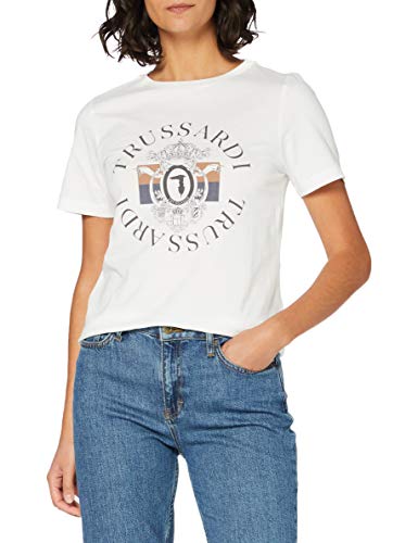 Trussardi Jeans T-Shirt Camiseta, Blanco, XS Mujer