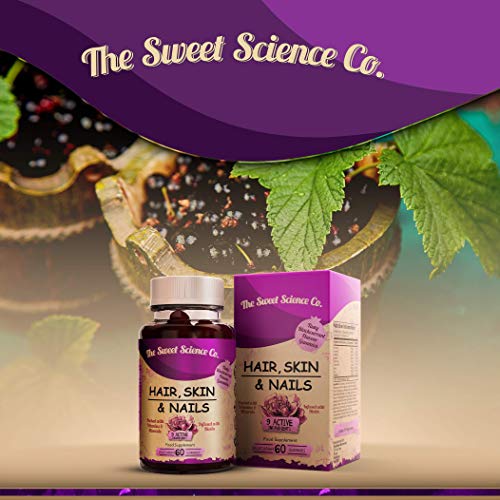 TSCC Hair Skin Uñas Vitaminas – 60 Gomitas Vegetarianas – con Biotina, Vitamina D3 y B12 – para el Crecimiento del Cabello y la Piel y Uñas Saludables