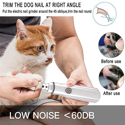 TTBD Perro Lima De Uñas Grinder, Animal Doméstico Eléctrico De Uñas Trimmer Ultra Silencioso De La Pata del Recorte Portátil con Pilas De Pequeñas, Medianas Y Grandes Gatos Domésticos, Perros,Azul
