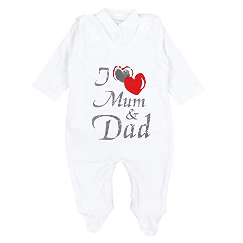 TupTam Estampado Pelele y Traje para Bebé, Set de 2 Piezas, I Love Mamá y Papa, 62