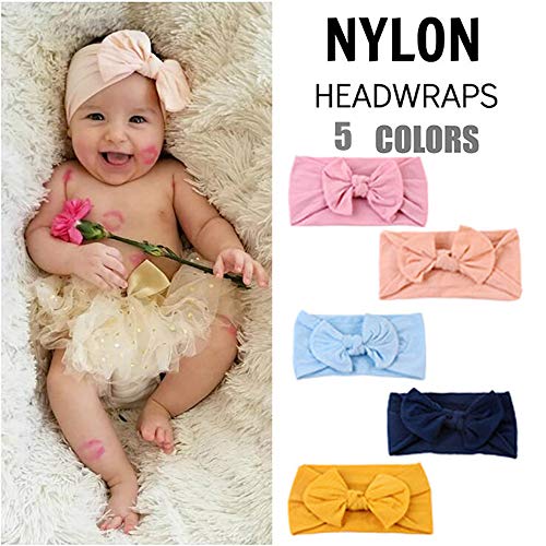 Turbantes Bebe, 5 Piezas Diademas Bebe Niñas Con Nudo Turbante   color sólido Elástico Venda De Pelo Bebe
