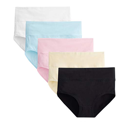 Tuuhaw Bragas para mujer, paquete de 5, braguitas, braga-faja, algodón, talle alto, transpirable Multicolor-2. XXXL