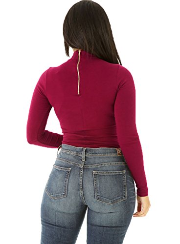 TYERY Cuello Alto Largo Entrepierna Perfil Apertura Pijama Pieza Ajustada Tramo Tejer Muñeca,Vino Tinto,S