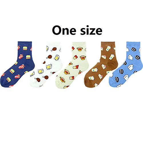 U/A Calcetines de mujer Street Print Burger Snack Milk Cola Chicken Legs Calcetines de algodón Medias (10 pares)