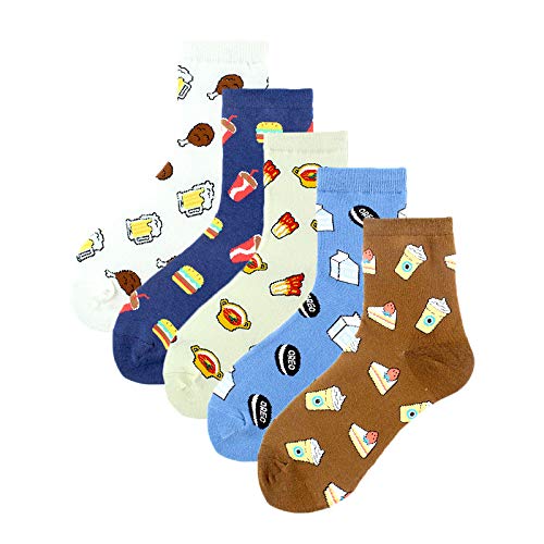 U/A Calcetines de mujer Street Print Burger Snack Milk Cola Chicken Legs Calcetines de algodón Medias (10 pares)