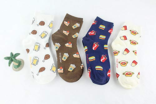 U/A Calcetines de mujer Street Print Burger Snack Milk Cola Chicken Legs Calcetines de algodón Medias (10 pares)