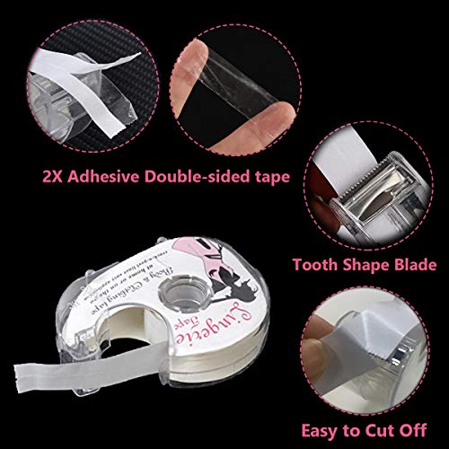 uerpo Cinta Doble Cara, Invisible Transparente Adhesivo Pelo Peluca Ropa Vestido 5 Metros con Dispensador de Cinta(4pcs) (10M)