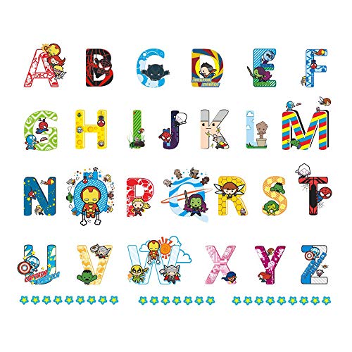 ufengke Pegatinas de Pared Inglés Alfabeto y Superhéroes Vinilos Adhesivos Pared Letras Decorativos para Habitación Infantiles Bebés