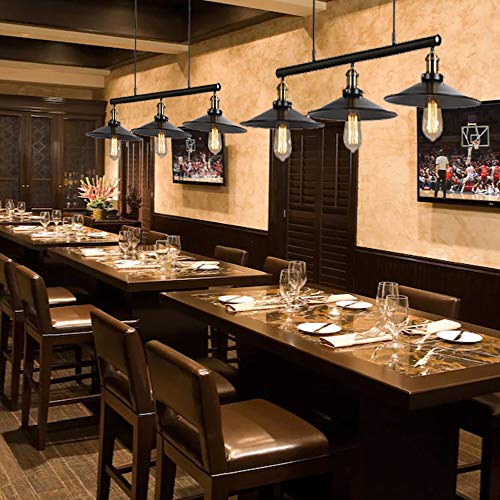 UFLIZOGH Lámpara de Techo Colgante Vintage Industrial Ajustable con 3 Bombillas de E27 de Estilo Retro para Cafeterías Salones Cocinas Comedores (Sin Bombilla)
