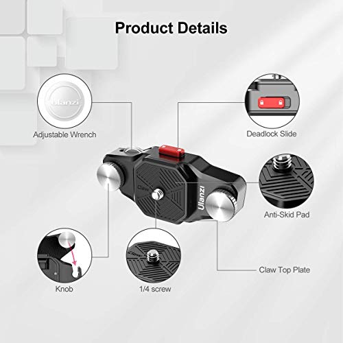 Ulanzi Claw Sistema de placa de liberación rápida en correa y cinturón para cámaras réflex digitales/cámara de acción