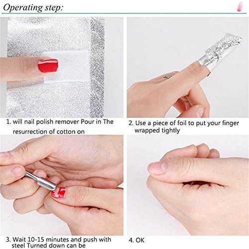Ultra-delgado 200 pcs aluminio Foil Nail Wraps Gel Polish Remover，1*franja lima de uñas，1*empujador de la cutícula