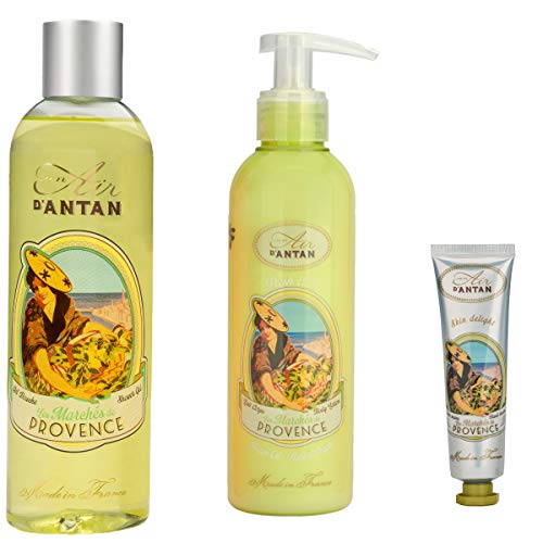 Un Air d’Antan Caja Belleza Provence Mujer,1 Gel Ducha 250ml, 1 Crema Corporal Hidratante 200ml,1 Crema de Manos 25ml |Perfume Verbena, Bergamota| Navidad Regalo Mujer Originales Cumpleaños