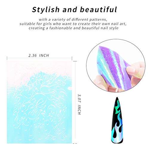 Uni-Fine 48 Piezas Pegatinas Uñas Mariposas/Uego/Raya Nail Art Stickers Etiqueta Engomada Uñas con Pinzas Etpara Uñas para Mujeres Niñas Manicura DIY Nail Art accesorios