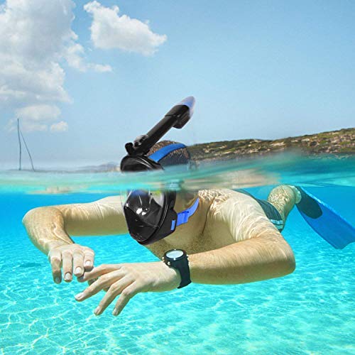 Unigear Máscara De Buceo, 180°Vista Anti-Vaho Anti-Fugas con Soporte para Cámara Deportiva Tubo Respirador Plegable Cara Completa Fácil Respiración Tamaños para Adultos Niños