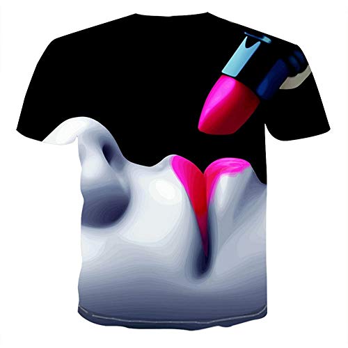 Unisex 3D Imprimió Camisetas de Manga Corta de Colores Personalizada Casual tee Shirt Barra de Labios,XXXL