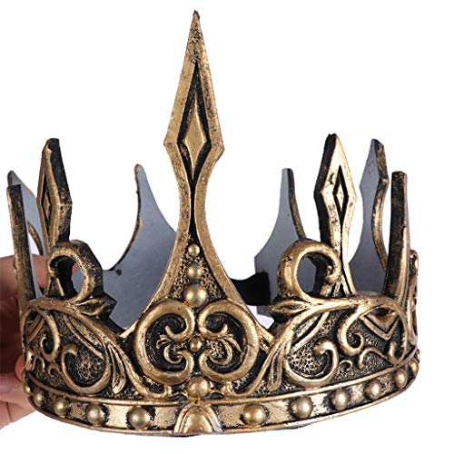 Unisex Full Circle Crown Imperial Costume Accesorios para el cabello Gold King Crown Party Fall Estilo de tendencia retro Estilo étnico personalizado diseño único