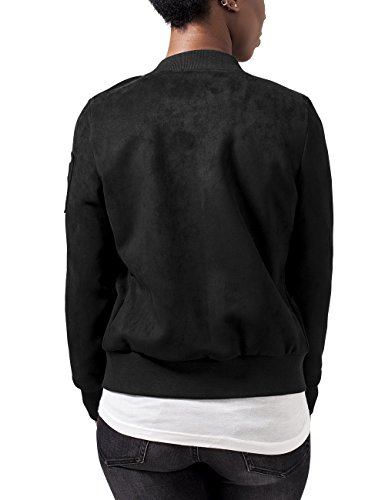 Urban Classics Ladies Imitation Suede Bomber Jacket Chaqueta, Negro (Black 7), XS para Mujer