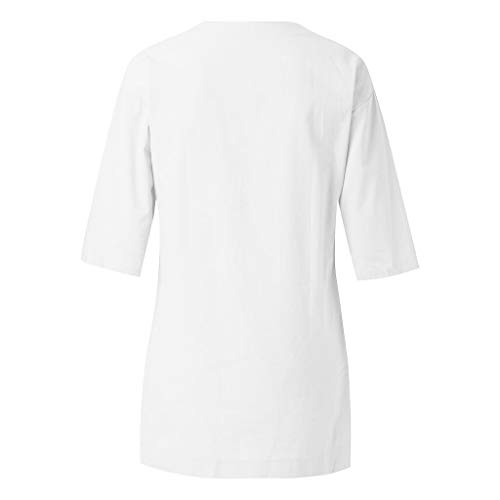 URIBAKY Verano Elegante Vestido Midi De AlgodóN Y Lino Mujer Estampado De Hueso De Pescado De Dibujos Animados Manga Larga Cuello V Flojo Ocasional Recto Vestido