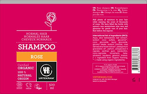 Urtekram Champú de Rosas BIO, cabello normal, 500 ml